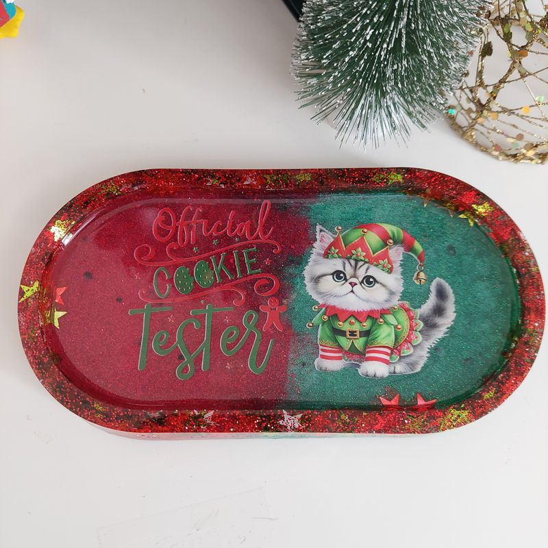 Official Cookie Tester - Christmas Cat,  Festive Feline themed tray.
