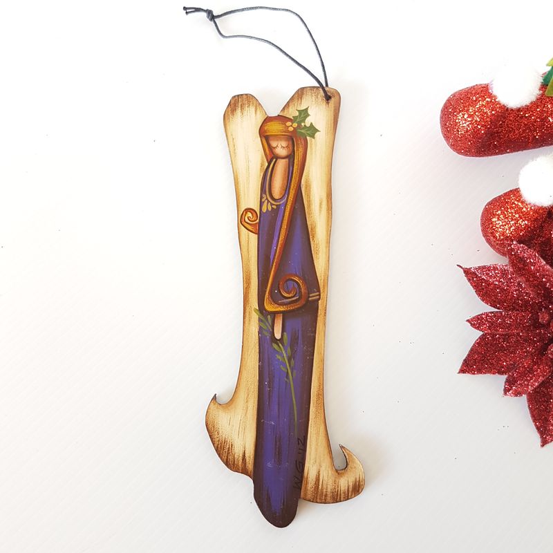 Hand-Painted Wooden Madonna Christmas Ornament: Australian Holiday Decor