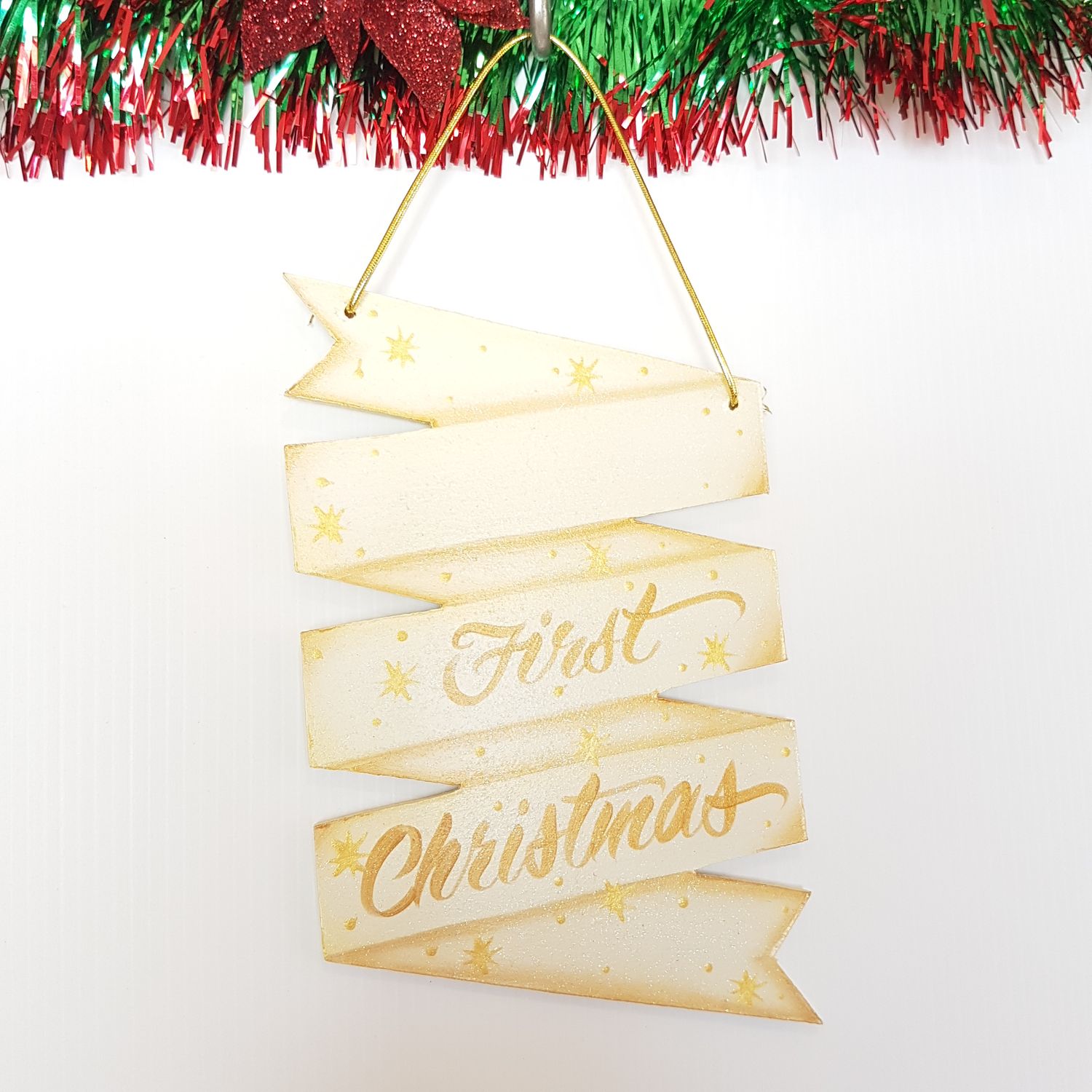 First Christmas Ornament - Cream Gold