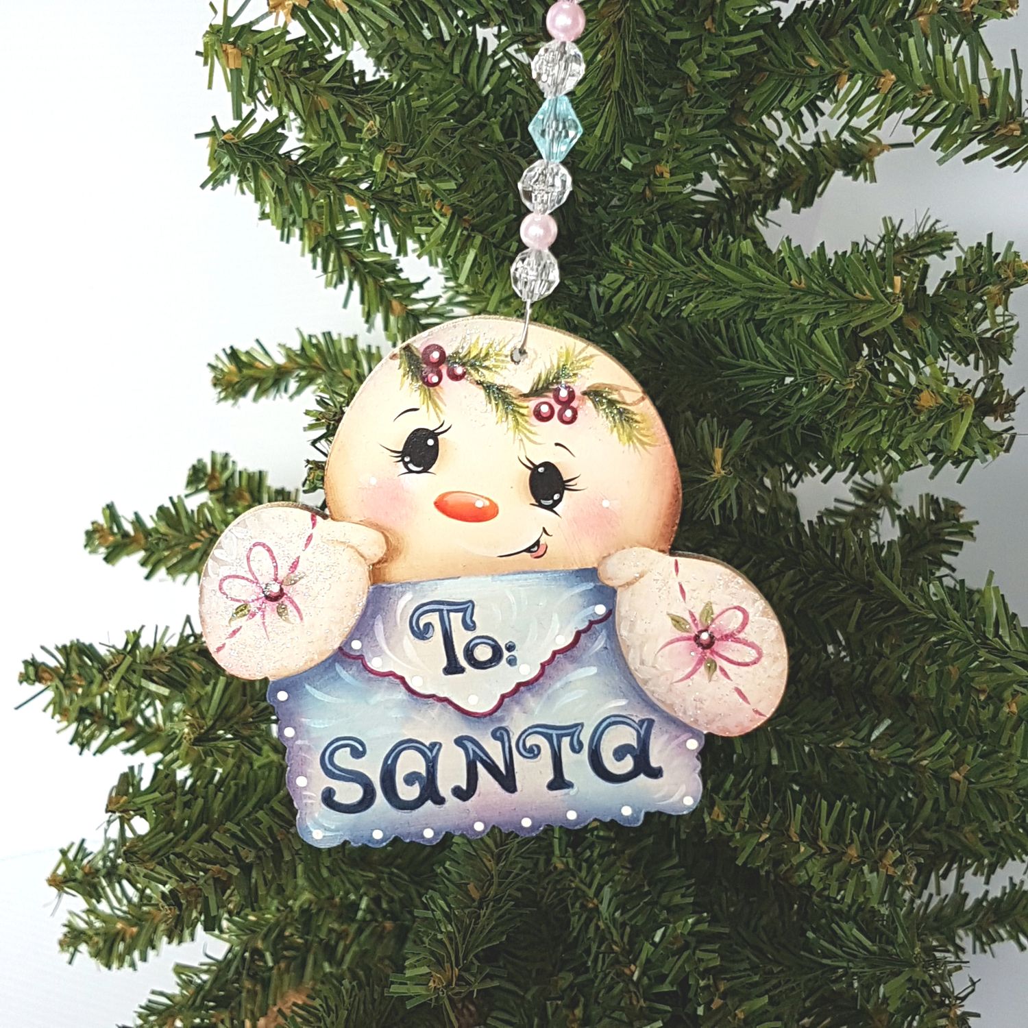 To Santa Wooden Snowman Ornament