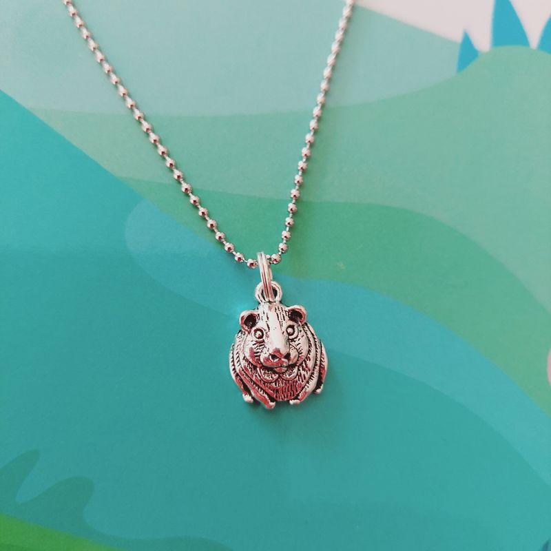 Guinea Pig Necklace: Silver Plated Cavy Pet Pendant