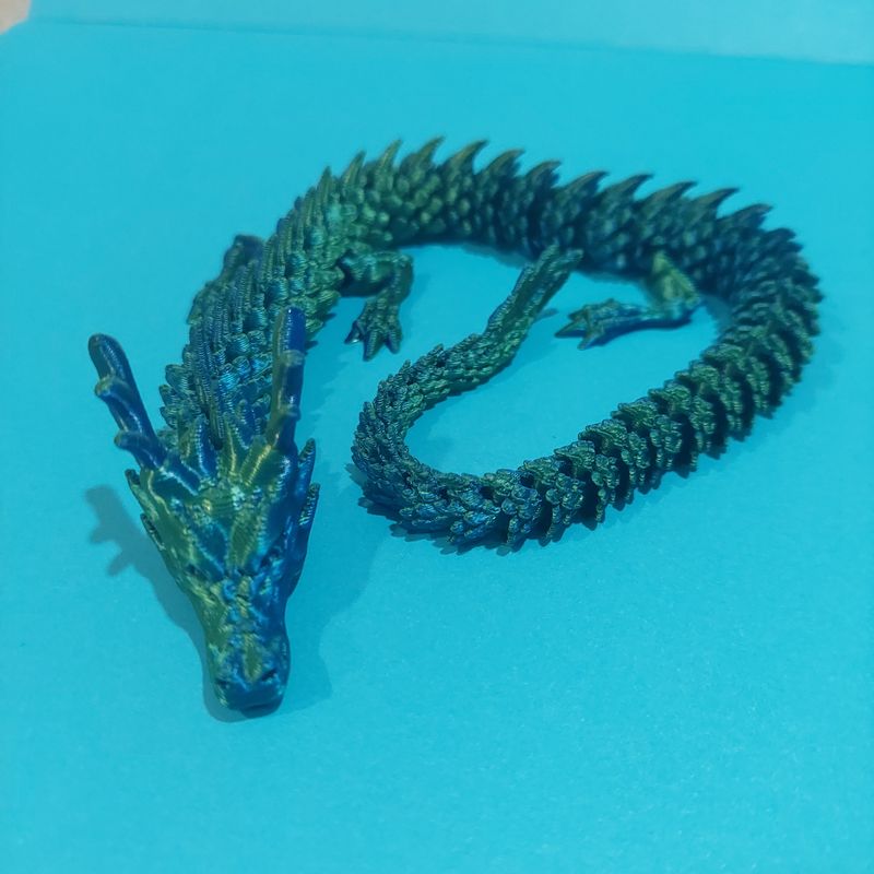 3D Printed Dragon Fidget - Green Blue