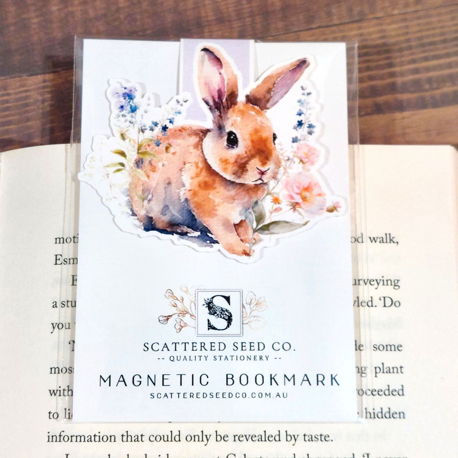 Spring Floral Bunny Magnetic Bookmark