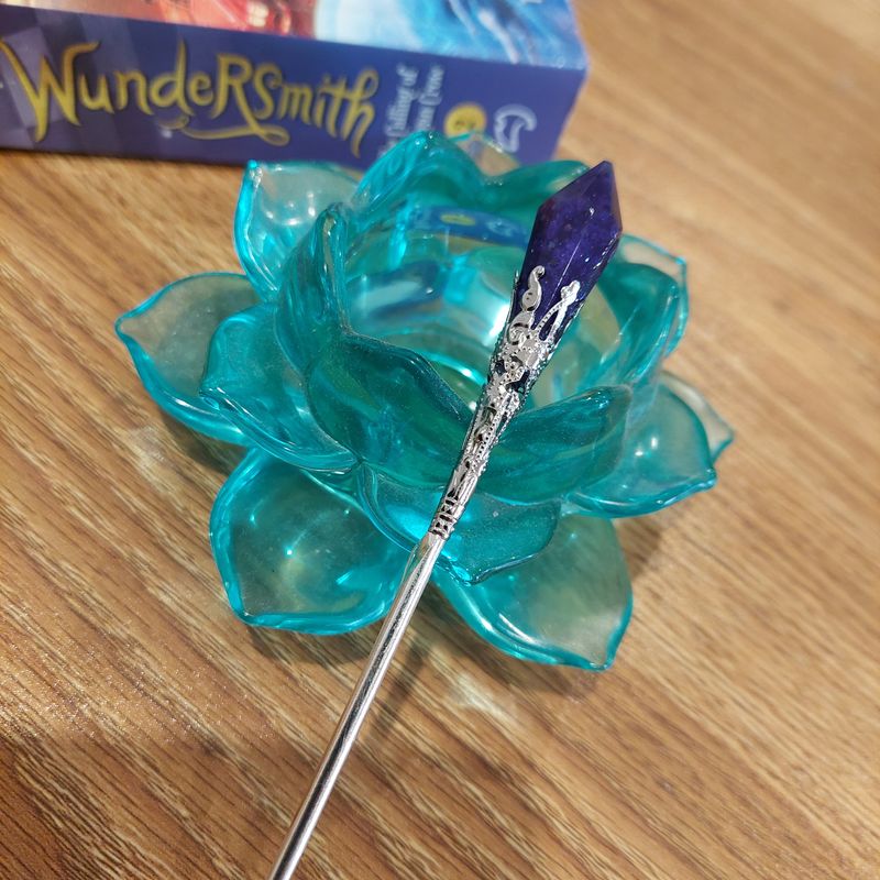 Handmade Purple Fairy Wand - Small Silver