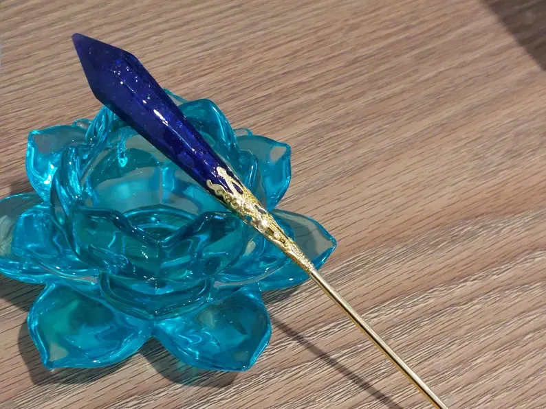 Handmade Purple Fairy Wand - Large Gold