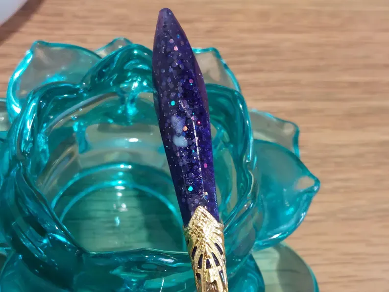 Handmade Purple Fairy Wand - Medium Gold