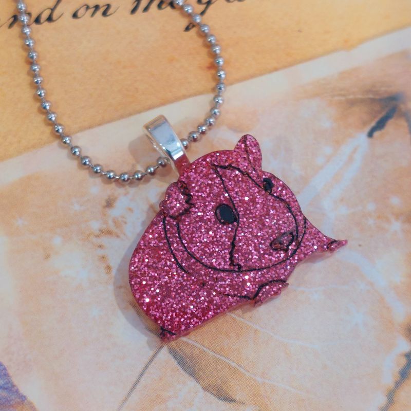 ​Handmade Glitter Guinea Pig Necklace