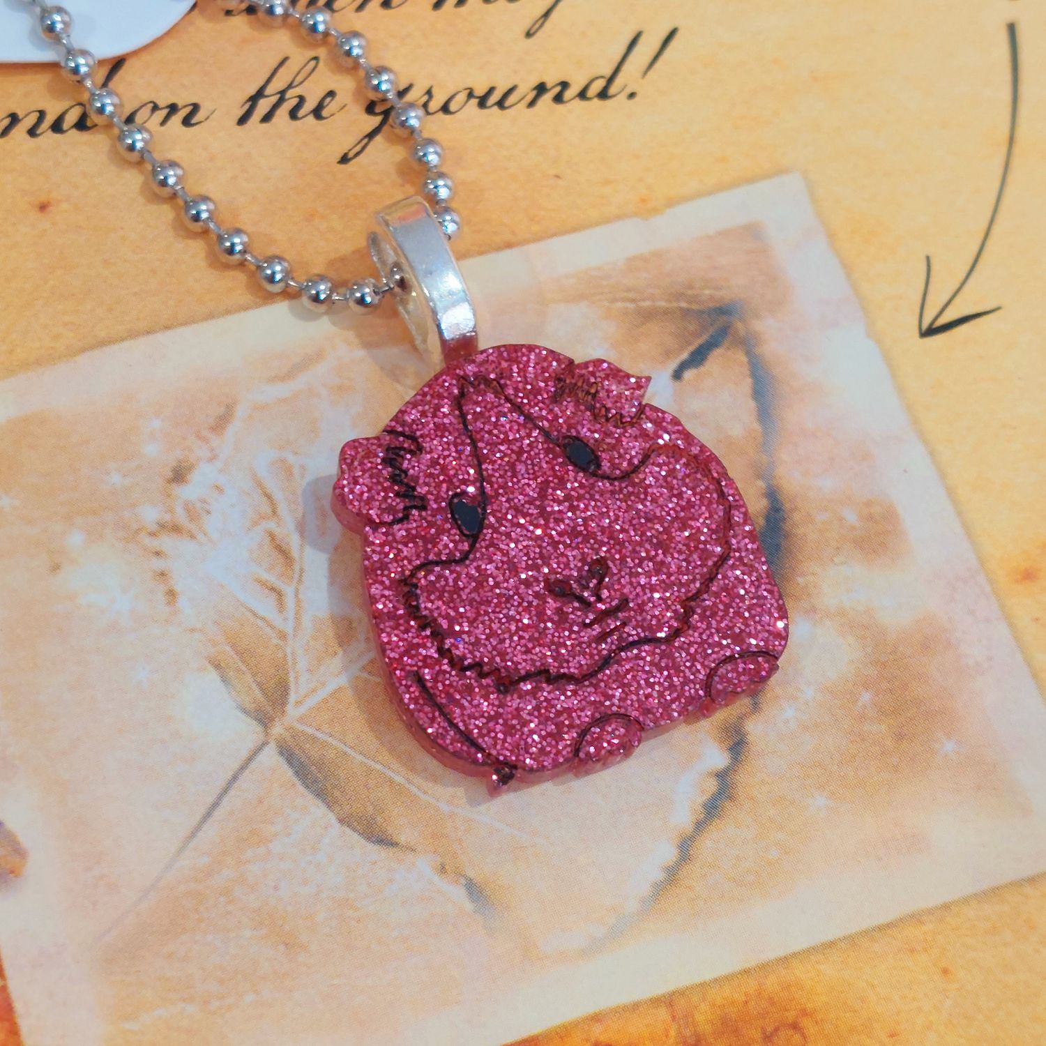 ​Handmade Glitter Guinea Pig Necklace