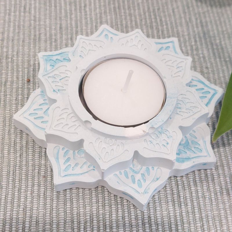 Lotus Flower Light Blue Tea Light Holder