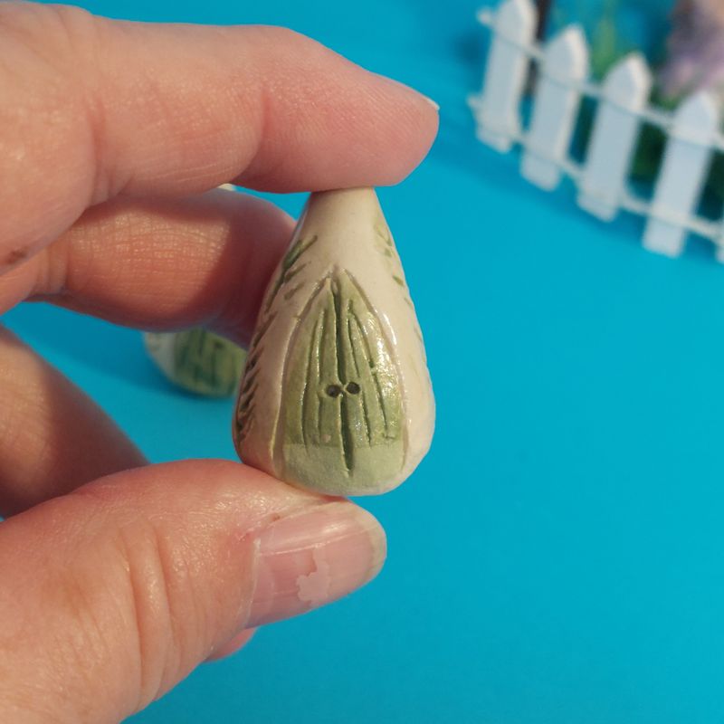 Mini Ceramic Fairy House Vase - Green