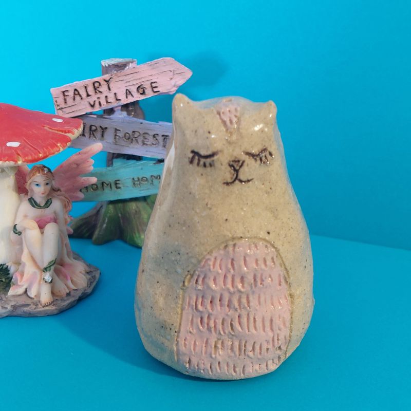 Ceramic Cat Vase - Pale Pink
