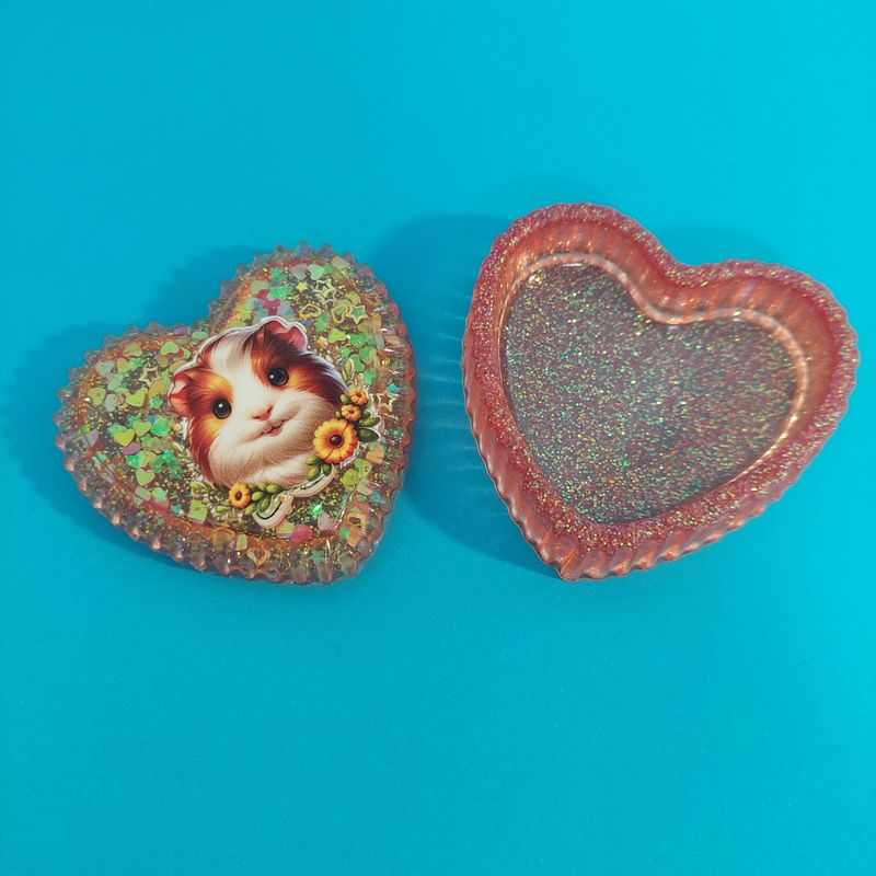 Heart Guinea Pig Jewelry Box with Lid