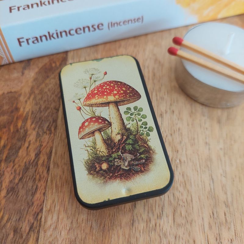 Mushroom Sliding Lid Matches Tin with Friction Back