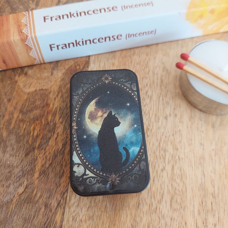 Black Cat Sliding Lid Matches Tin with Friction Back
