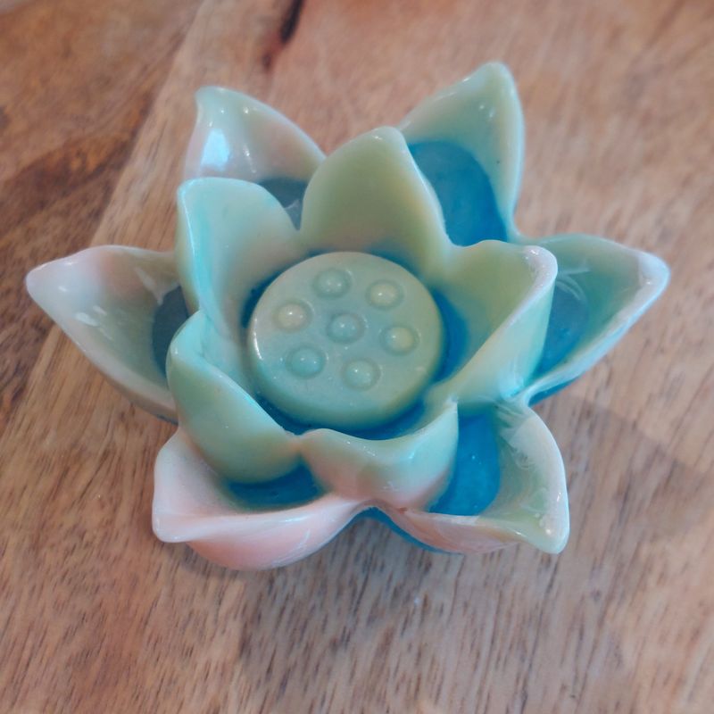 Resin Lotus Blossom Incense Cone Holder Multi