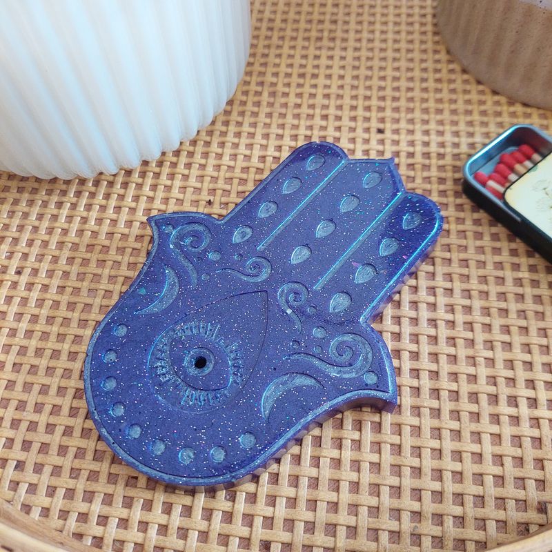 Hamsa Hand Incense Stick Holder - Purple