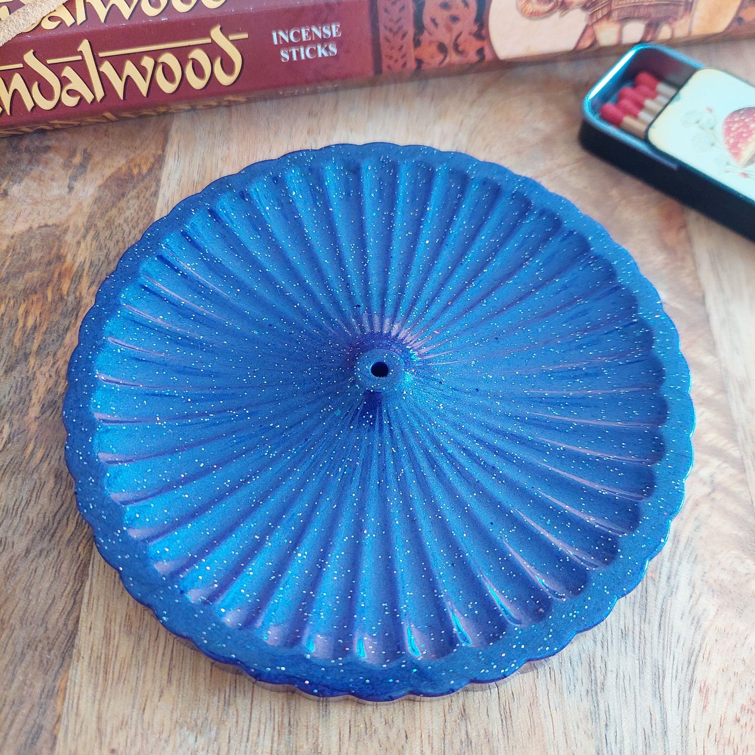 ​Resin Incense Stick Holder - Large Round Purple