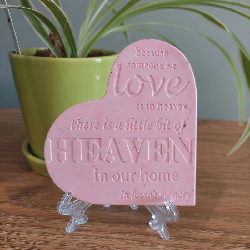 Heart Memorial Plaque - Pink with stand