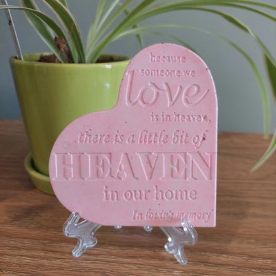 Heart Memorial Plaque - Pink with stand Heart Memorial Plaque - Pink with stand