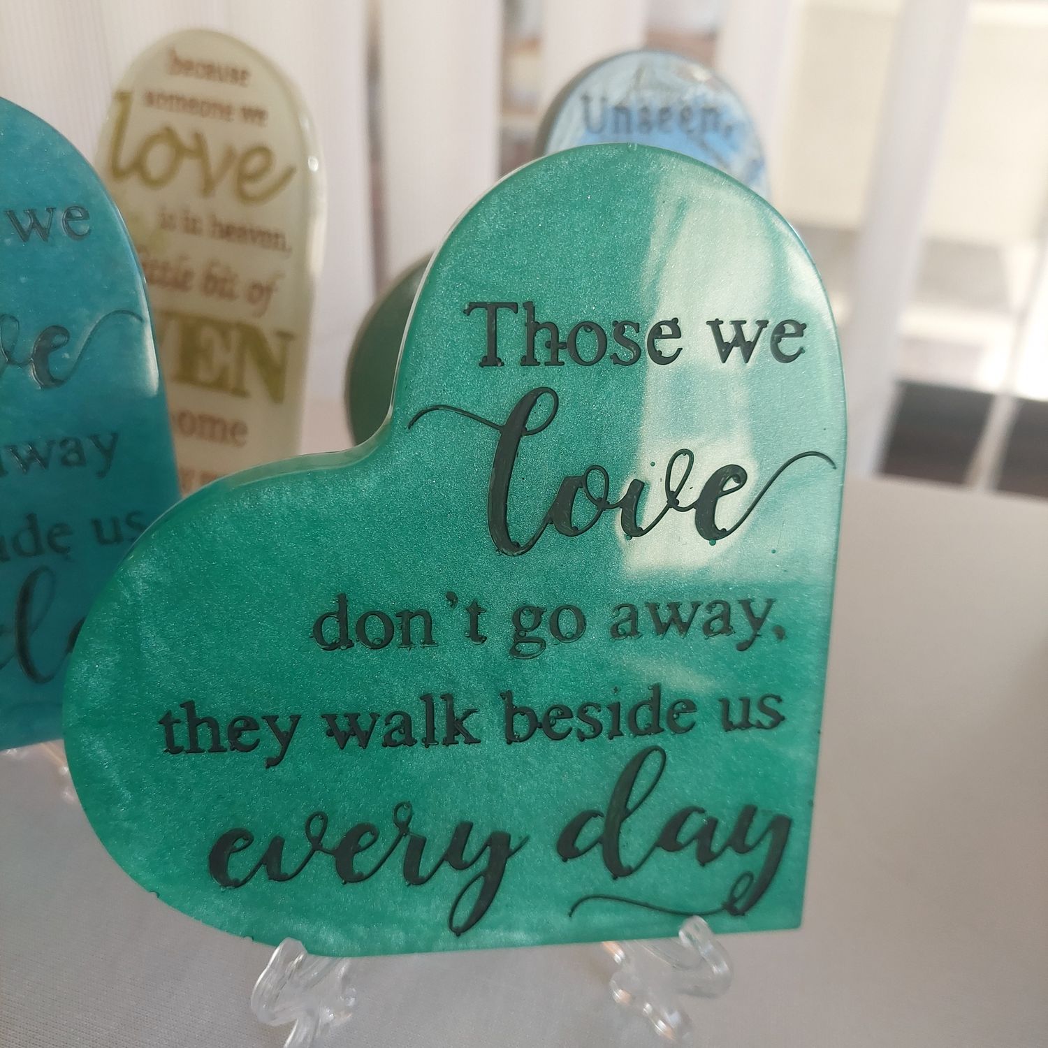 Heart Memorial Plaque - Green with stand