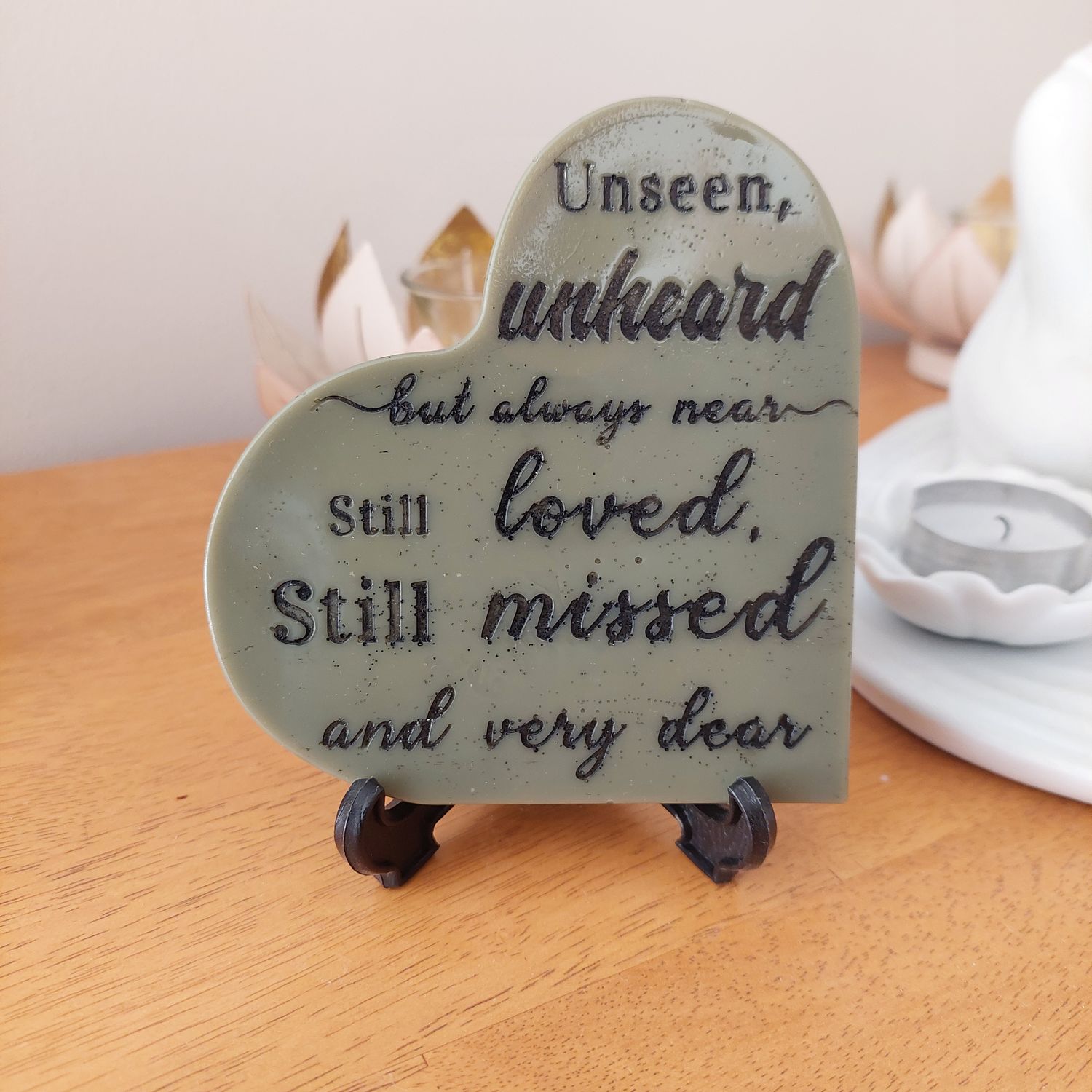 Heart Memorial Plaque - Khaki Green and Black