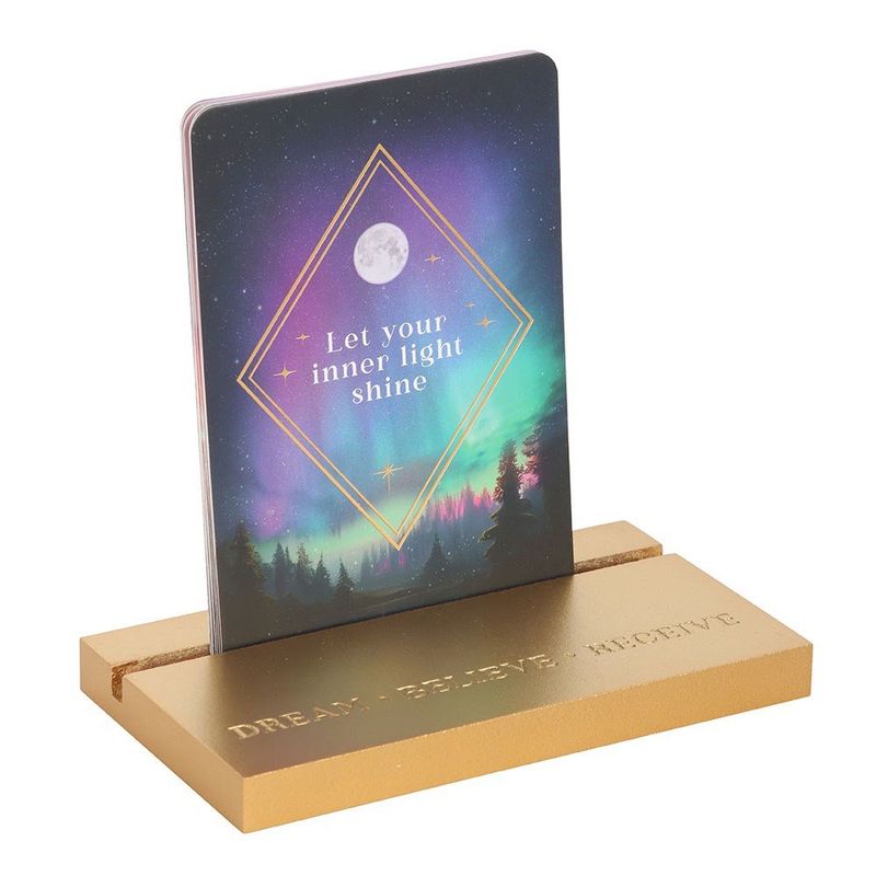 Set Of 10 Ethereal Affirmation Cards With Wooden Stand Set Of 10 Ethereal Affirmation Cards With Wooden Stand