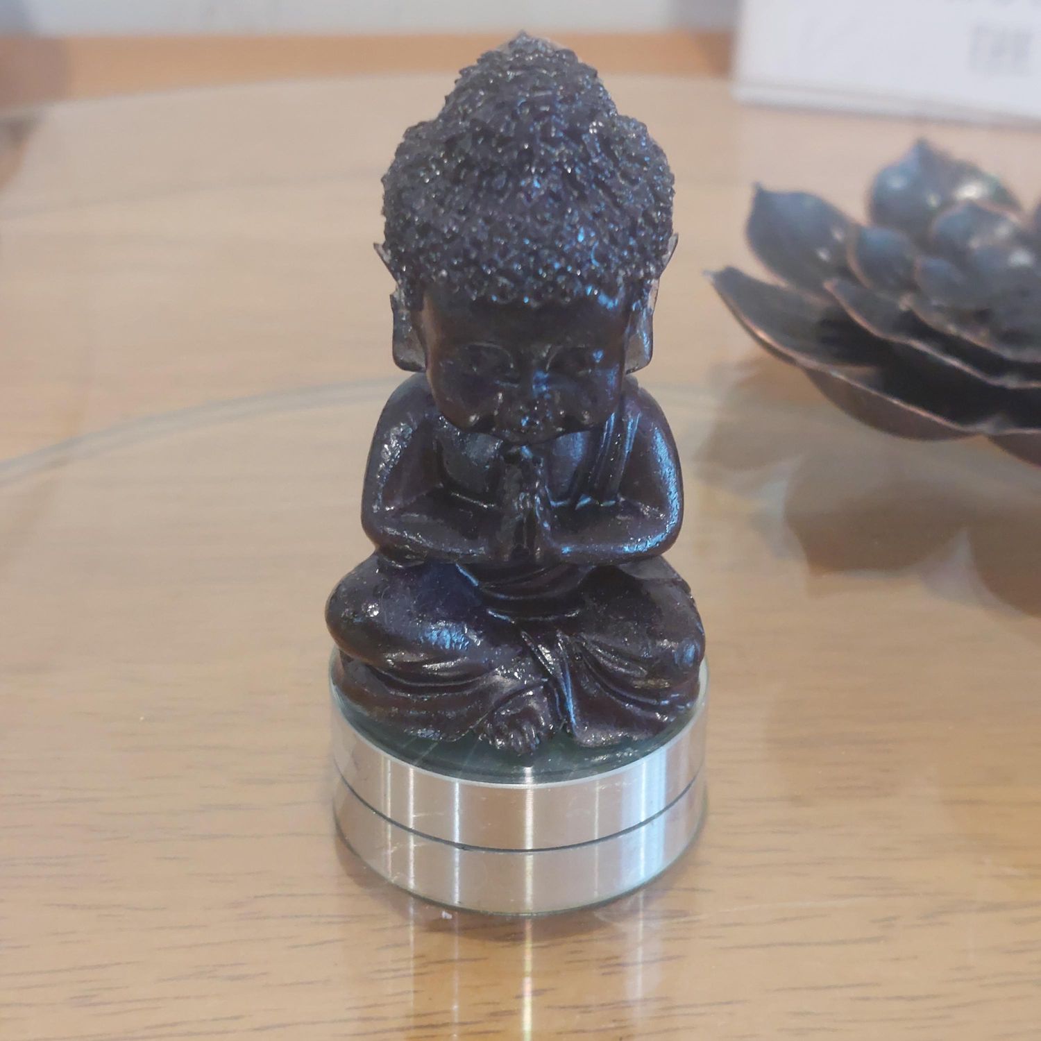 Handmade Tiny Praying Buddha Statue Flat back