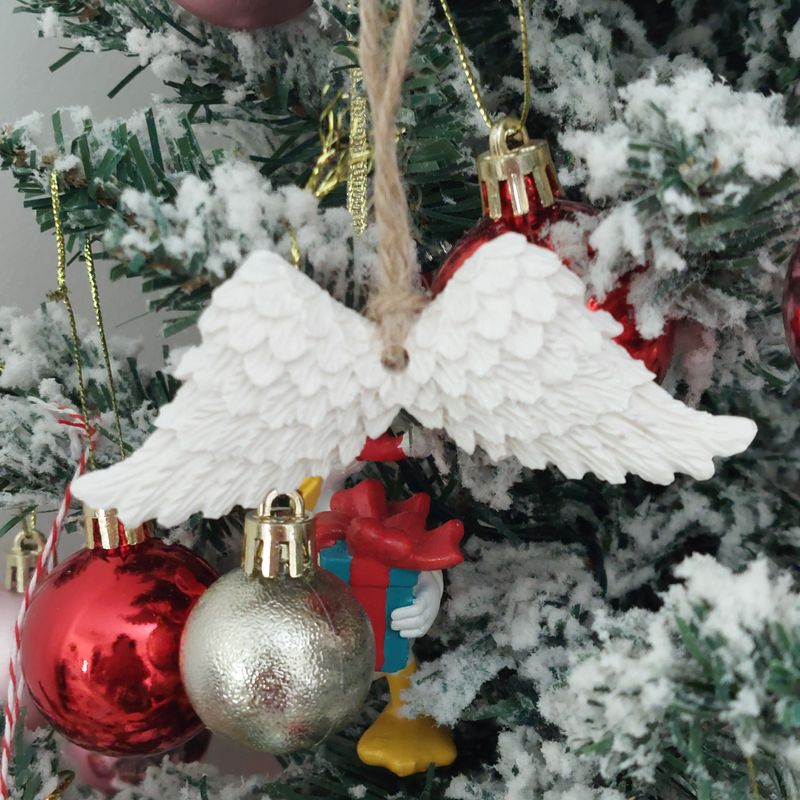 White Angel Wings Christmas Ornament