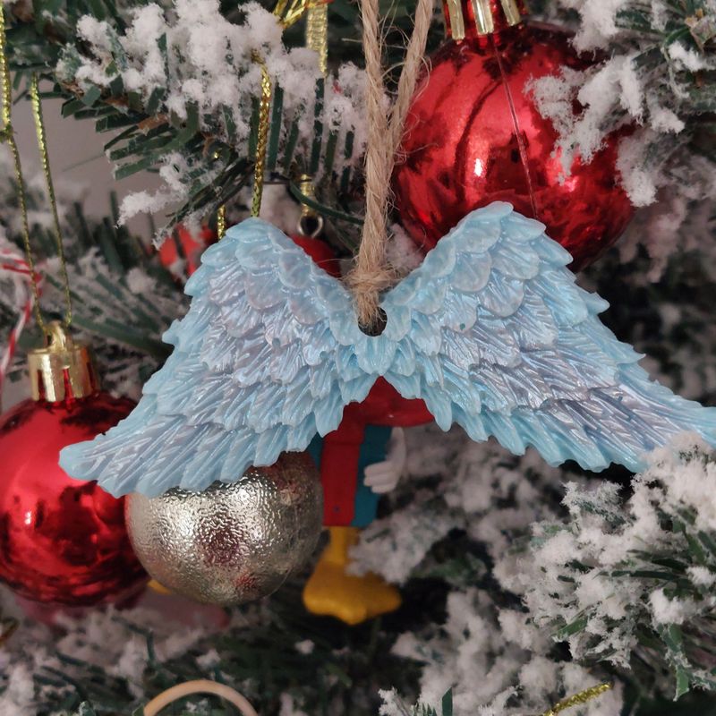 Blue Angel Wings Christmas Ornament