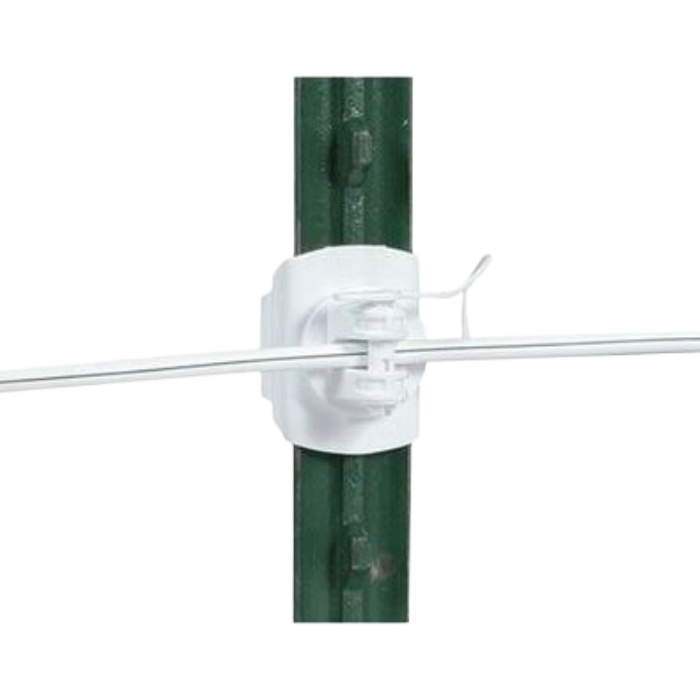 HD T-Post Wide Jaw Pinlock Insulator (White)
