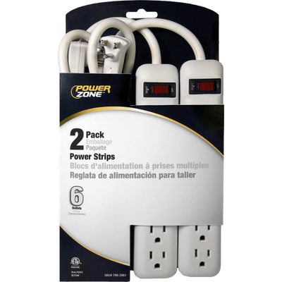 18" 6 Strip Outlet Cord 2Pk