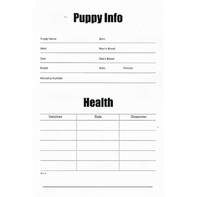 Puppy Health Sheet