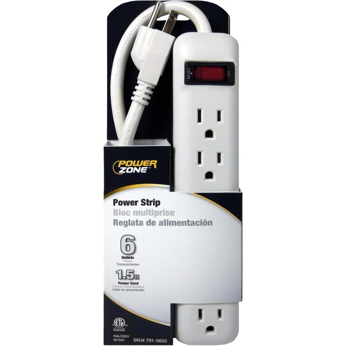 6 Strip Outlet, Size: 18" Cord