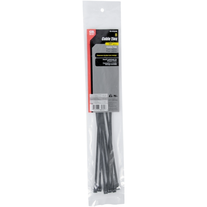 Cable Tie, Material: Black, Size: 11", Type: 8 Pk