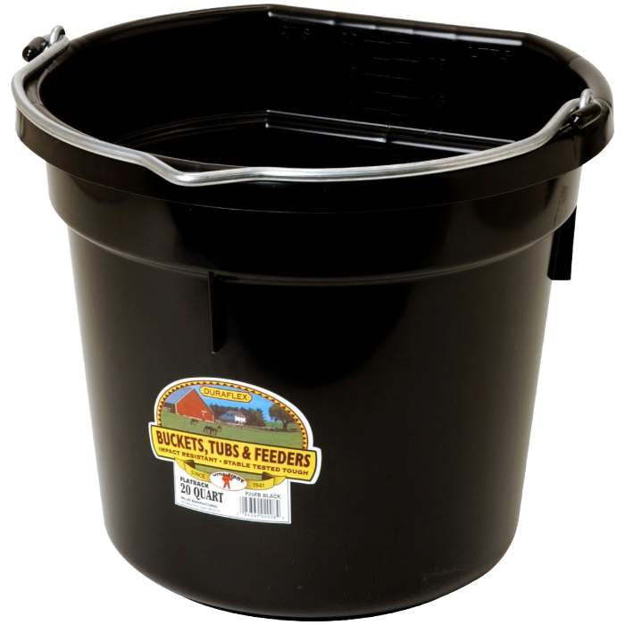 DuraFlex Plastic Flatback Bucket 20qt, Colour: Black