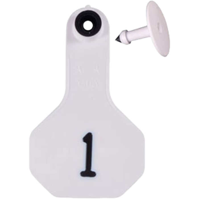 Ear Tags, Colour: WHITE, Size: #1-25