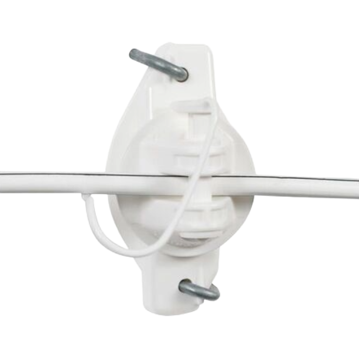 HD Wood Post Wide Jaw Pinlock  Insulator, Colour: White