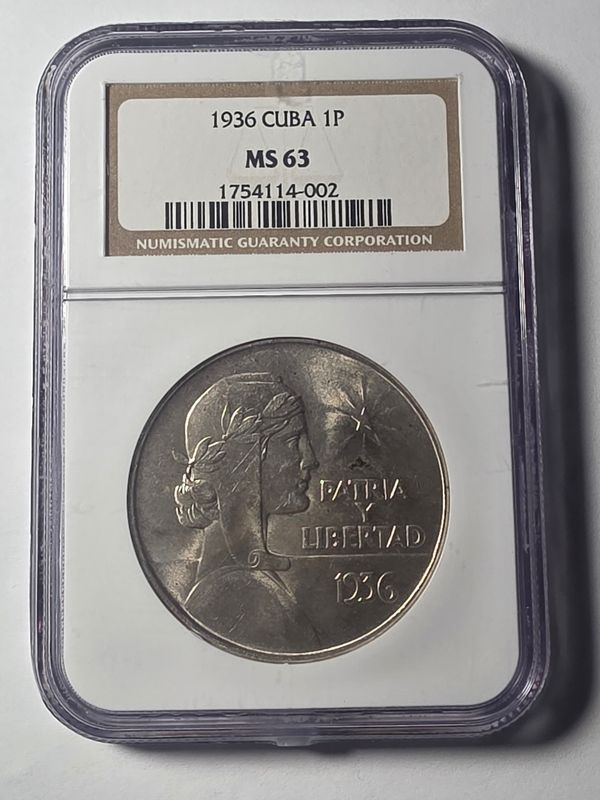 1936 Cuba ABC Type Peso NGC MS63
