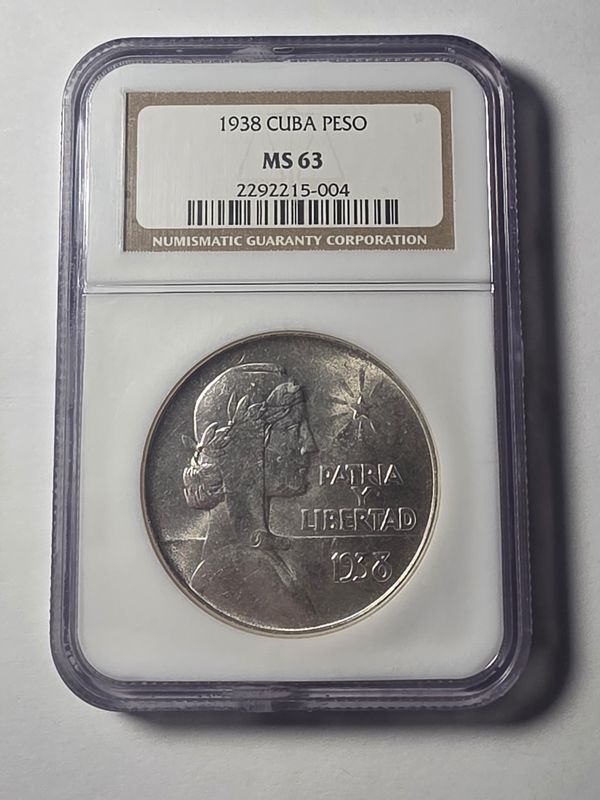 1938 Cuba ABC Type Peso NGC MS63