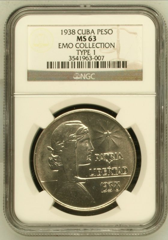 1938 Cuba ABC Type Peso NGC MS63