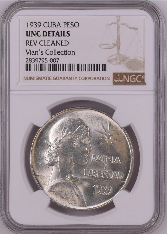 1939 Cuba ABC Type Peso NGC UNC Details