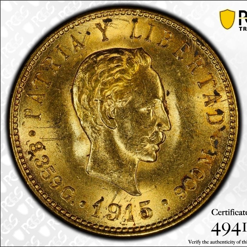 1915 Cuba Gold 5 pesos Marti G5P PCGS MS62 1915 Cuba Gold 5 pesos Marti G5P PCGS MS62