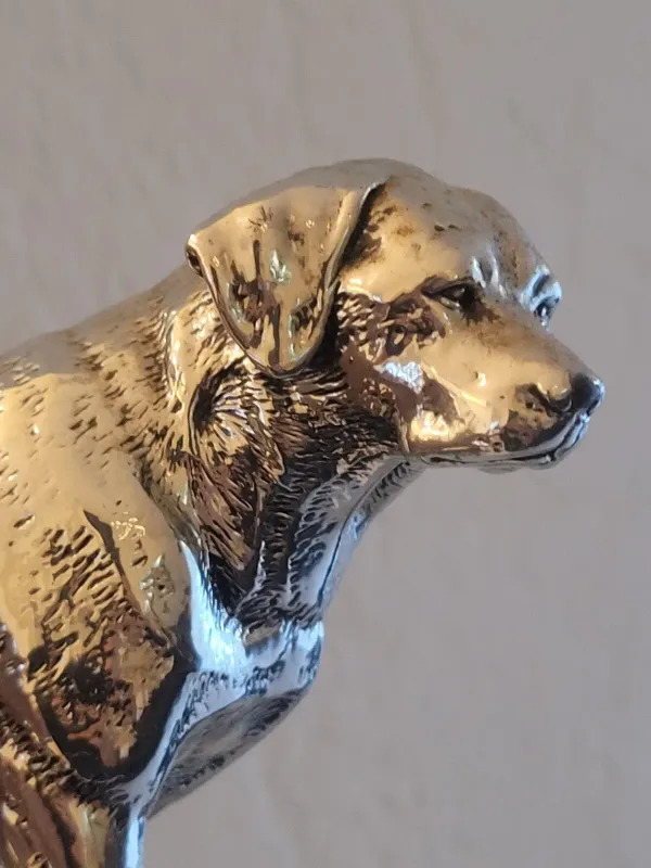 Plata Artistica Golden Retriever Dog Sculpture - Echo En Mexico , Silver Plated