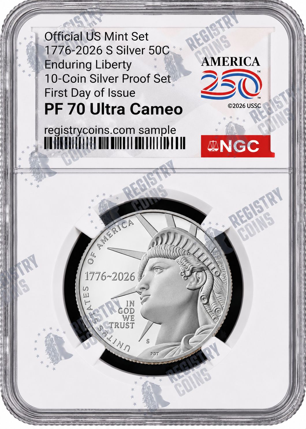 Presale 2026 S Silver Enduring Liberty 50C NGC PF70 UCameo First Day Issue #2830 Presale 2026 S Silver Enduring Liberty 50C NGC PF70 UCameo First Day Issue #2830