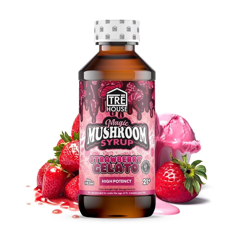 Tre House Magic Mushroom Syrup, Flavor: Strawberry Gelato