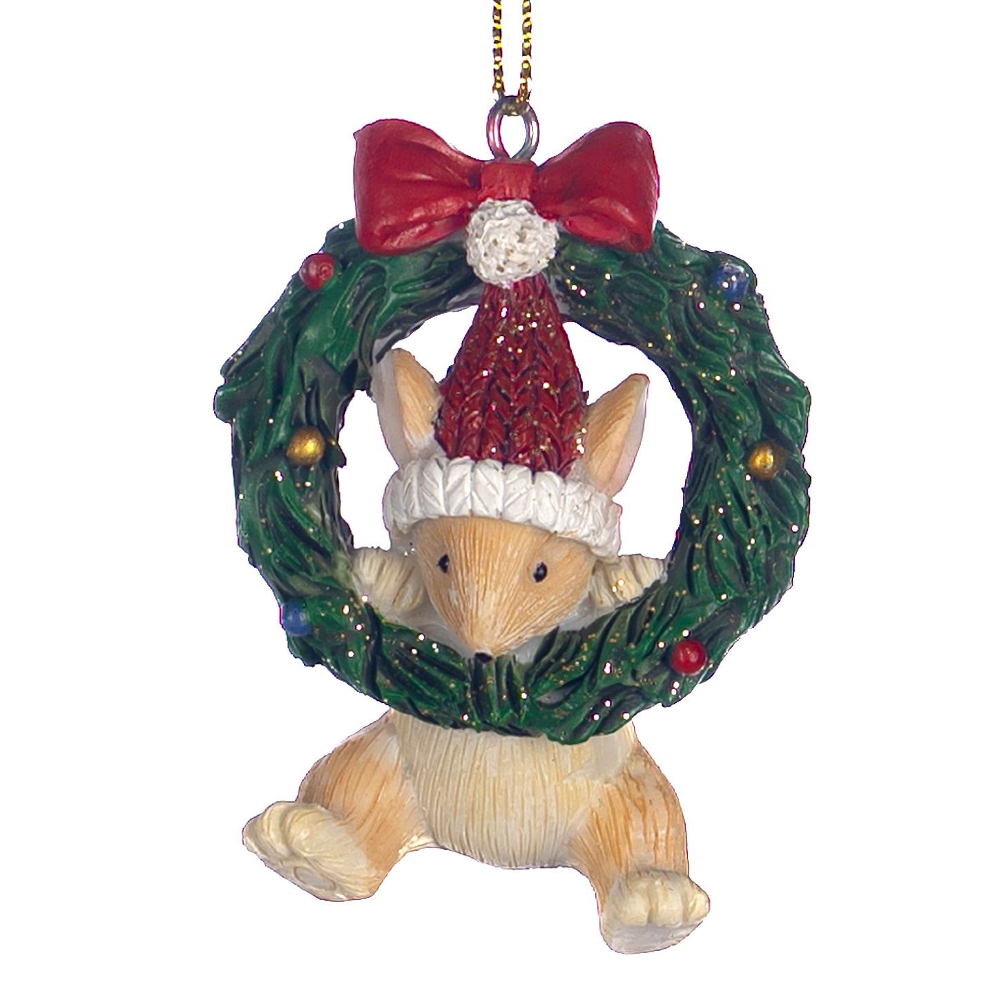 XMAS MOUSE HANG.IN WREATH ORN  6CM