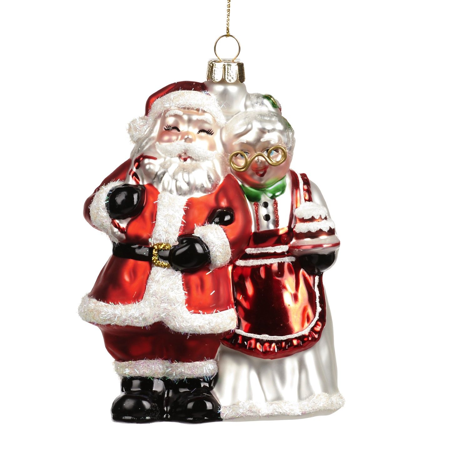 GLASS MR/MRS SANTA ORN 12,5CM