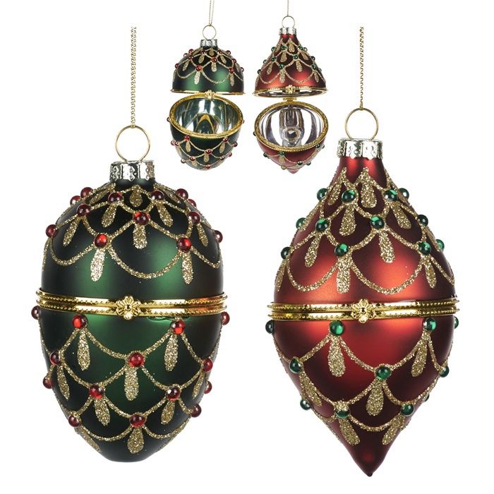 GLASS JEWEL EGG/FIN.BOX ORN 11CM