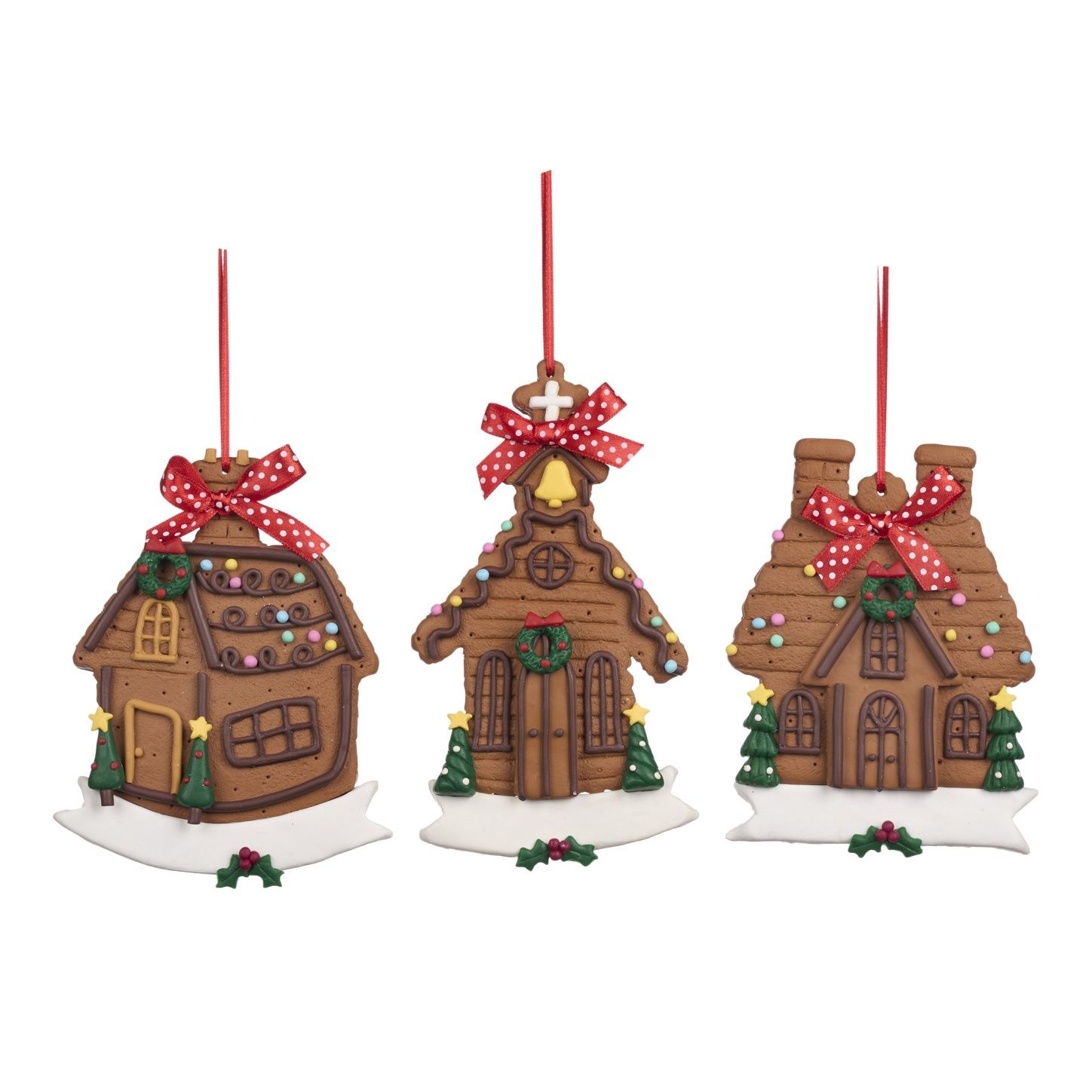 CLAY XMAS GINGERBREAD HOUSE ORN  15CM