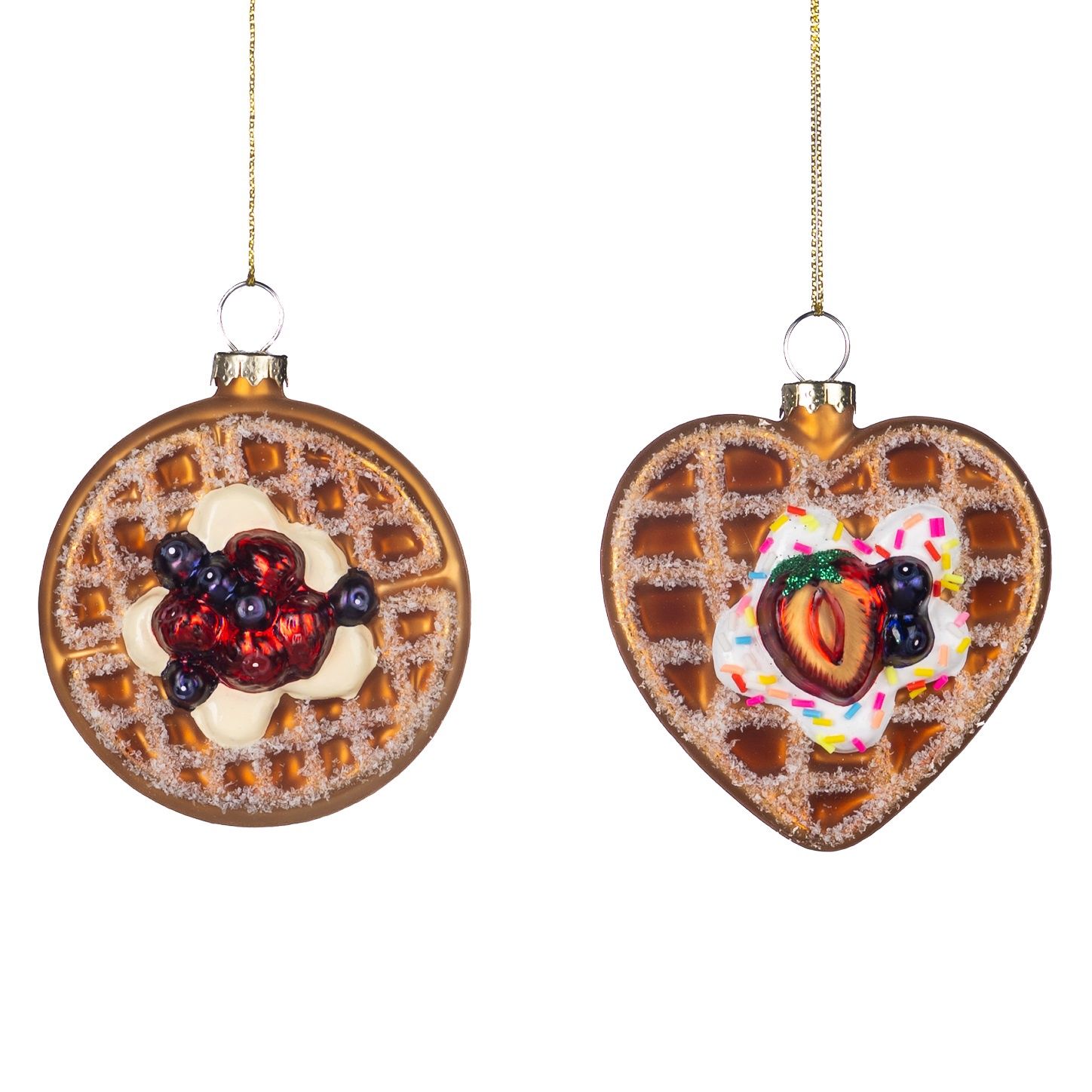 GLASS FRUITY WAFFLE ORN 9CM